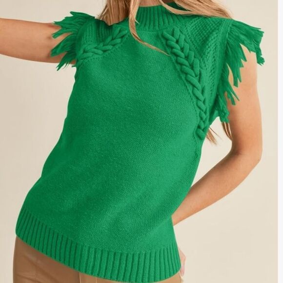 Vibrant Green Cowl Neck Sweater with Textured Knit Design Size Small - Picture 2 of 5